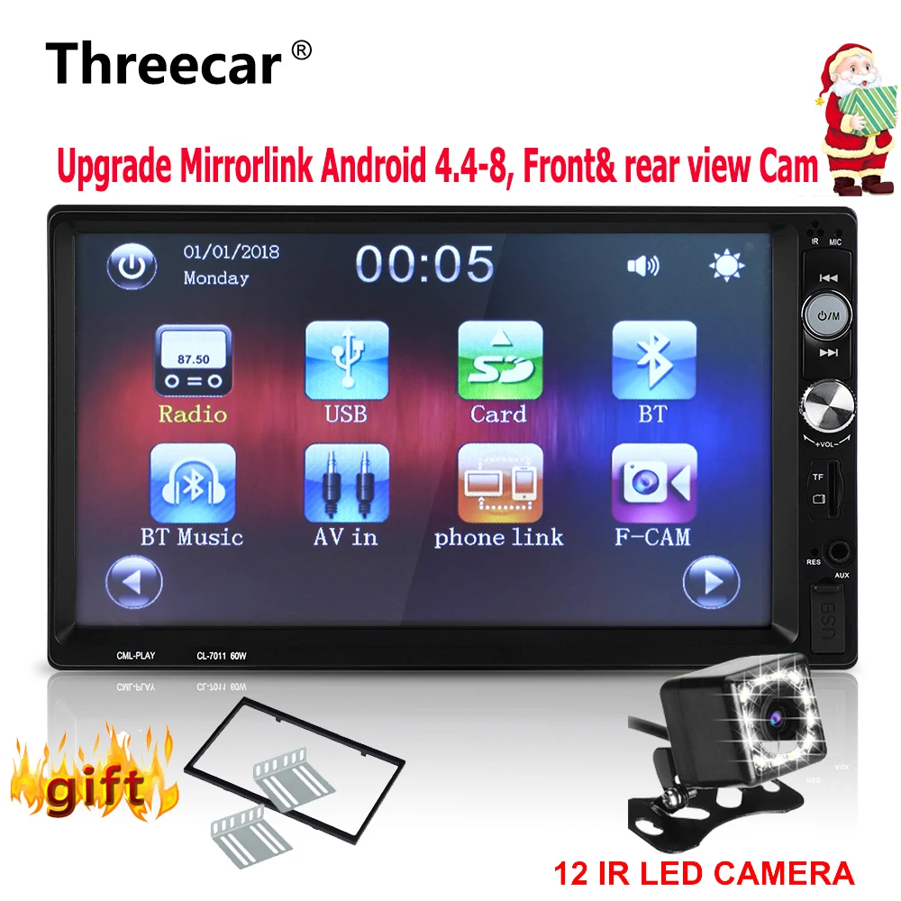 Goedkoop Auto Radio Mirrorlink Android 2din Universal 1024*600 Bluetooth USB FM Voor achter Camera radio cassette speler autoradio Dubbele