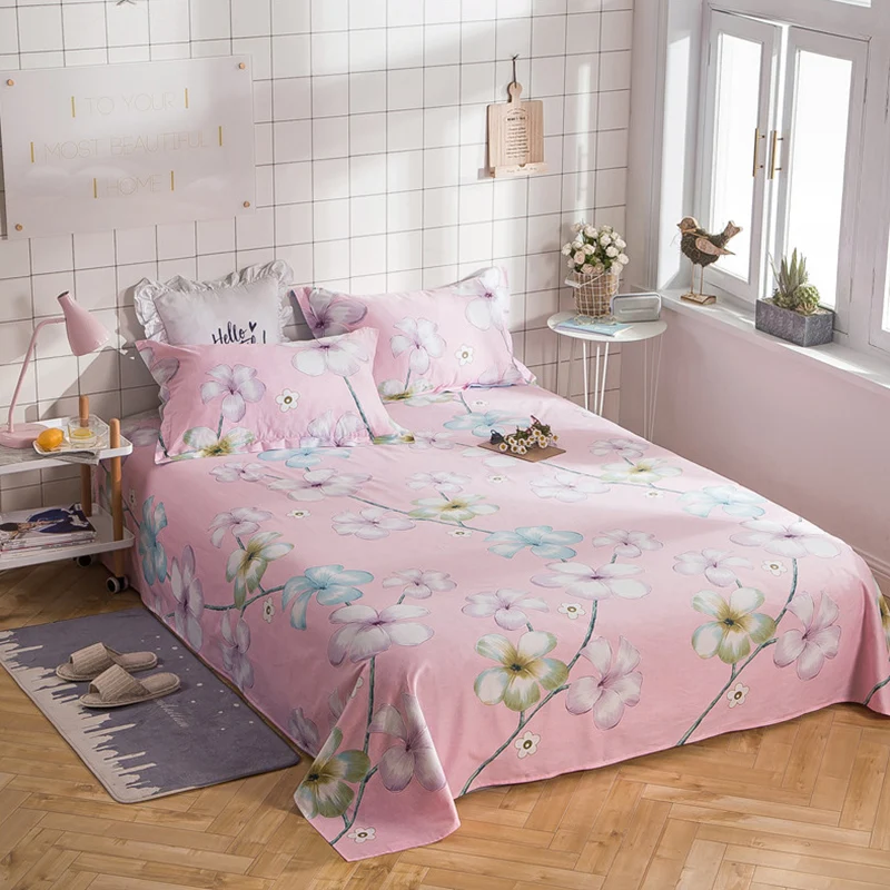 

Modern Style Pink Print 100% Cotton Twill Home Textiles Bedding 3Pcs Bed Sheet Set+Pillowcase 160x230cm 200x230cm 230x250cm Size