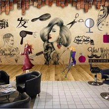 Beibehang обои на заказ Большая настенная живопись салон волос салон красоты фон стены парикмахерский магазин ностальгические 3d обои