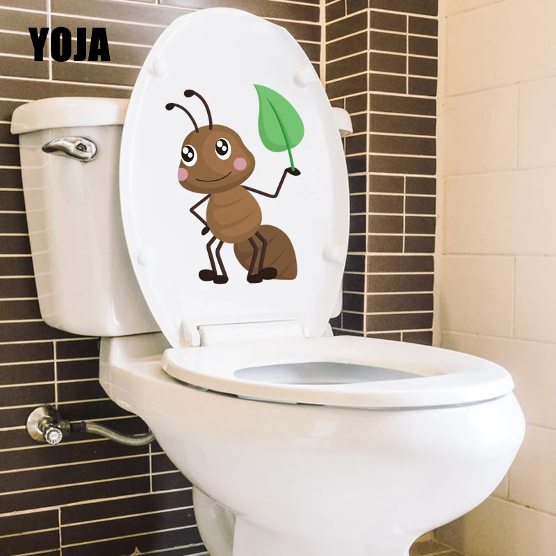 YOJA 15.7X22.5CM Funny Pattern Wall Sticker Home Decor Toilet Decal Cartoon Ants With Leaves T5-1411 | Дом и сад
