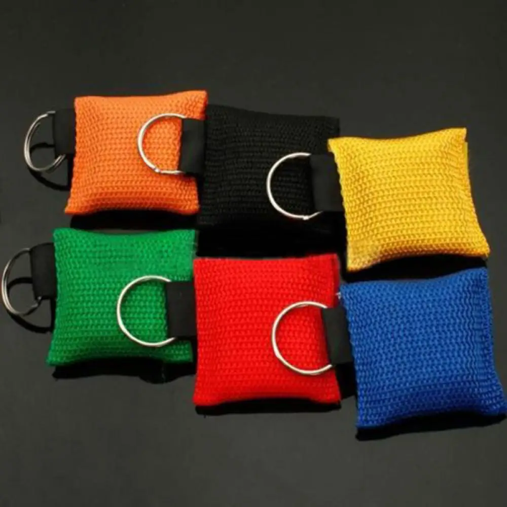 

New 5 colors CPR Mask Keychain Emergency Face Shield First Aid Rescue bag kits