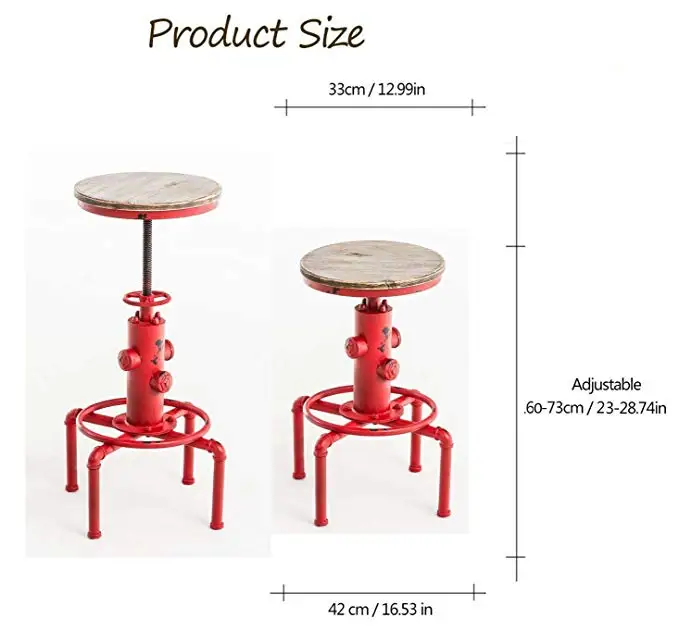 Bar Stools Vintage Antique Industrial Chair Solid Wood fire Hydrant Design Cafe Swivel Height Adjustable Bar Chair Seat Bar Stools Vintage Antique Industrial Chair Solid Wood fire Hydrant Design Cafe Swivel Height Adjustable Bar Chair Seat
