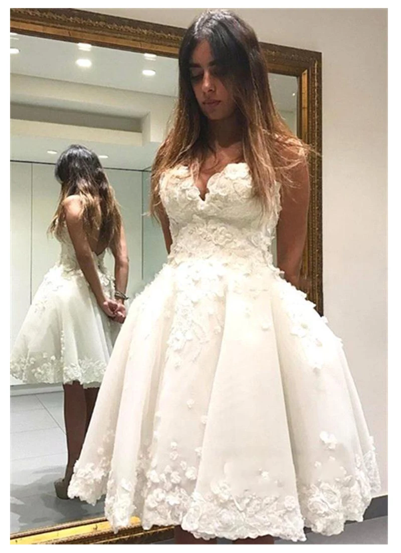 Короткое официальное свадебное платье короткое белое платье невесты vestido de noiva Горячая 3D Цветы бальное платье свадебное платье es