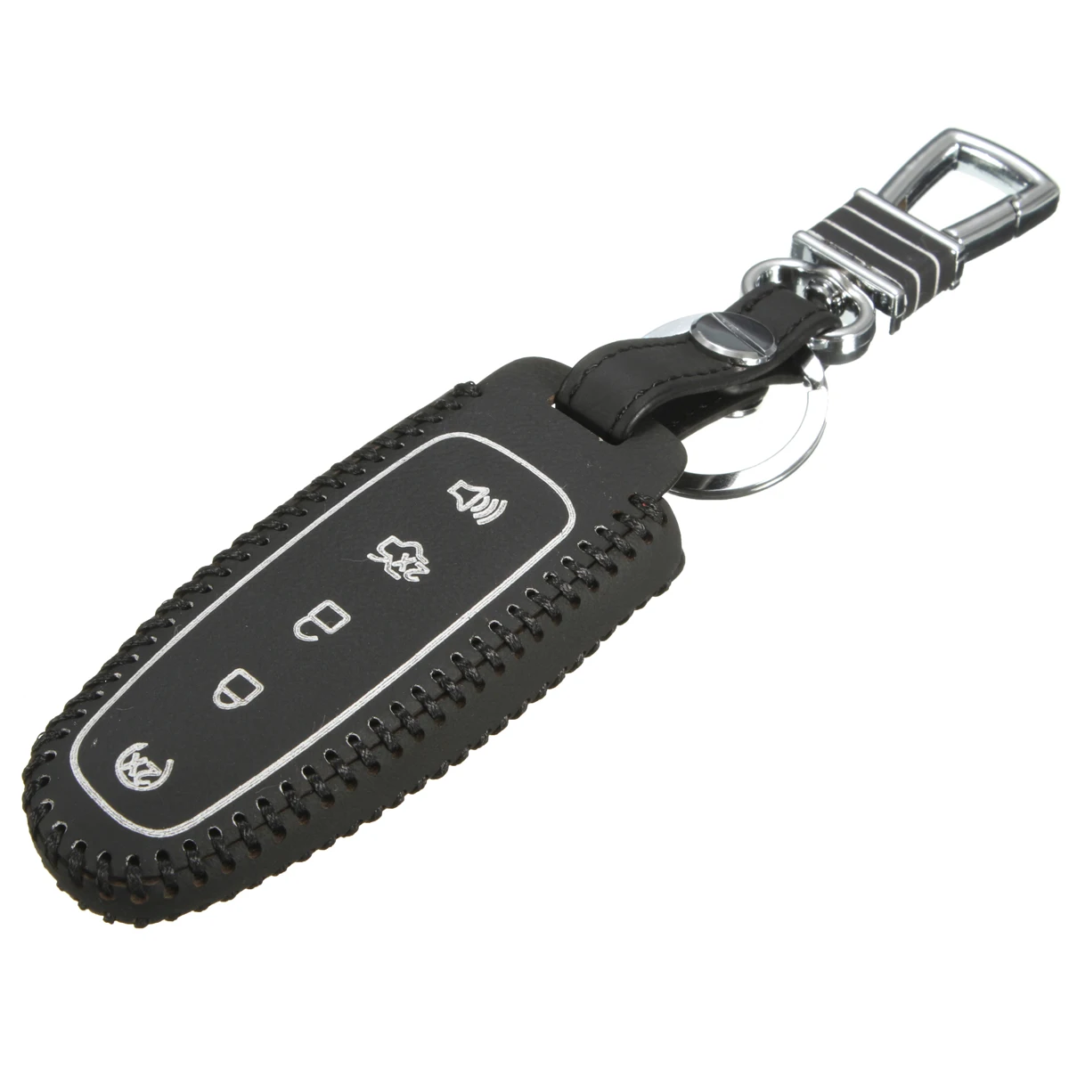 Кожаный чехол для ключей с 5 кнопками для автомобиля с дистанционным управлением, Чехол-держатель EDGE EXPLORER MKX MKT, высокое качество для Ford - Название цвета: Белый