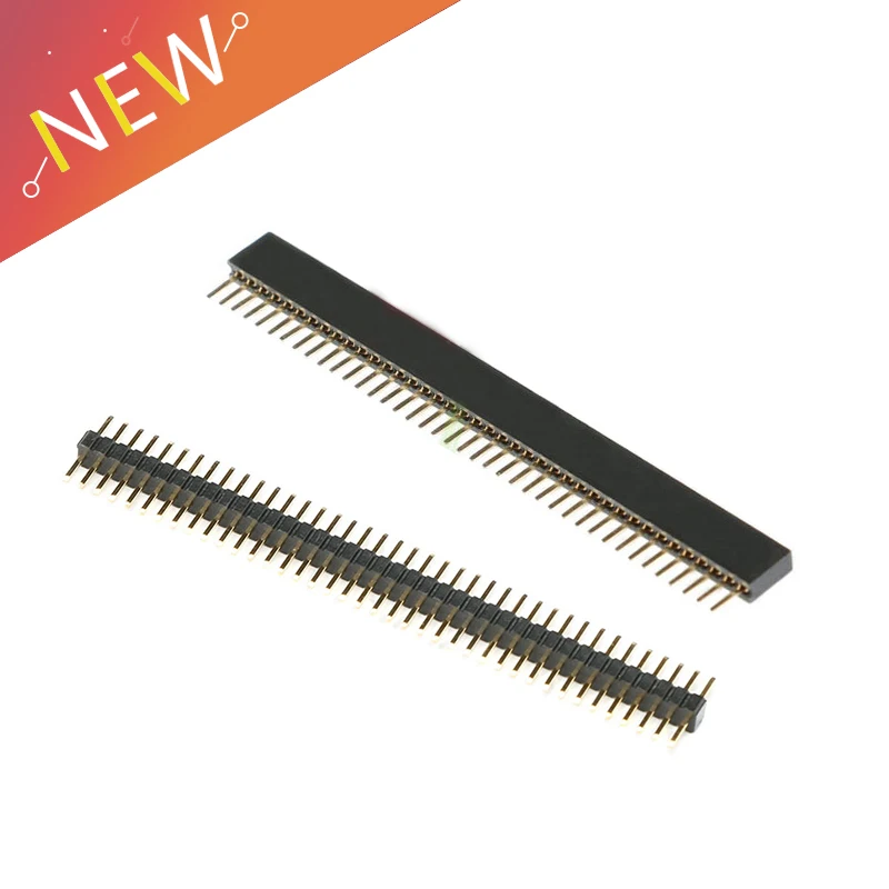 

10pcs 5 pairs 40 Pin 1x40 Single Row Male and Female 1.27 Breakable Pin Header PCB JST Connector Strip for Arduino Black