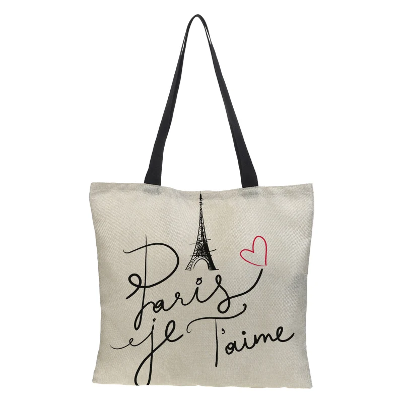 Изготовленная на заказ сумка из мешковины двусторонняя печать складные многоразовые большой емкости для шоппинга путешествия письмо шаблон 43*43 см