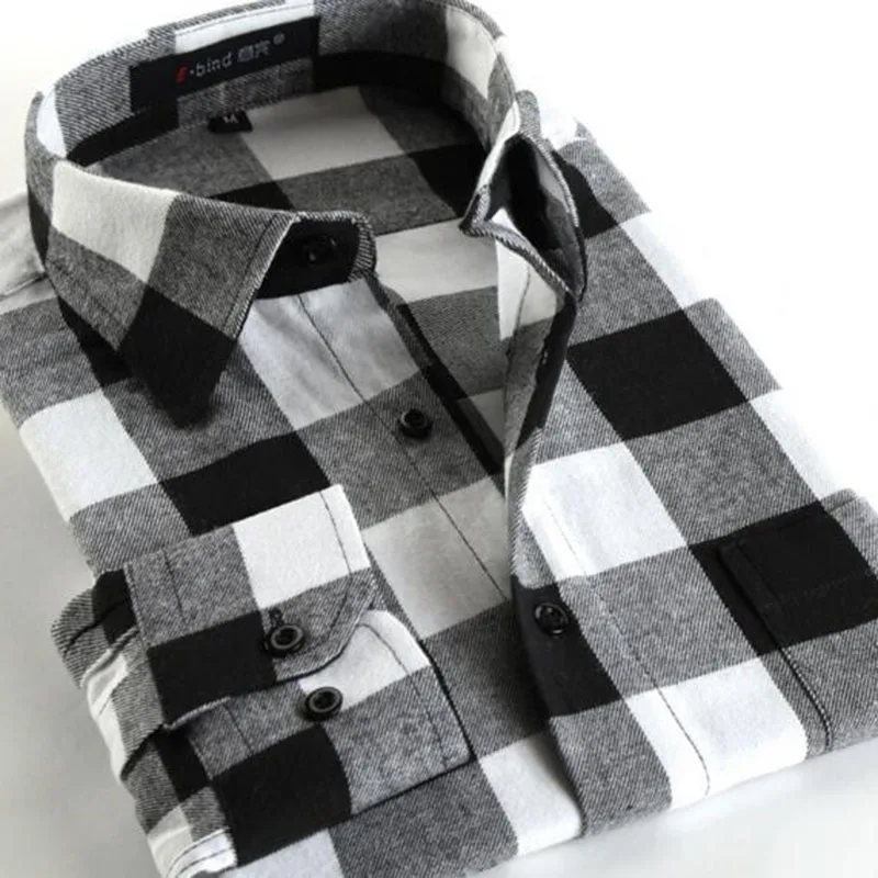 Мужская Фланелевая рубашка Camisa Повседневная теплая с отложным воротником и