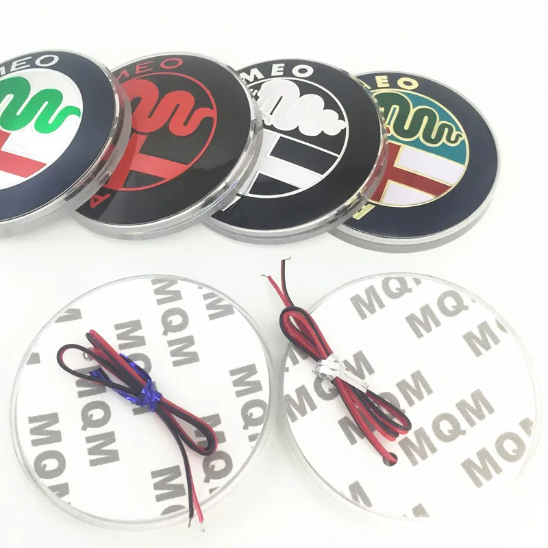 

LED 7.5cm ALFA ROMEO Car Logo emblem Badge sticker for Mito 147 156 159 166 Specials sale Black white Color 75mm