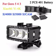 2PCS GoPro 4 Battery 1pcs Diving Flash Light Underwater Led Fill Light For Gopro Hero 6