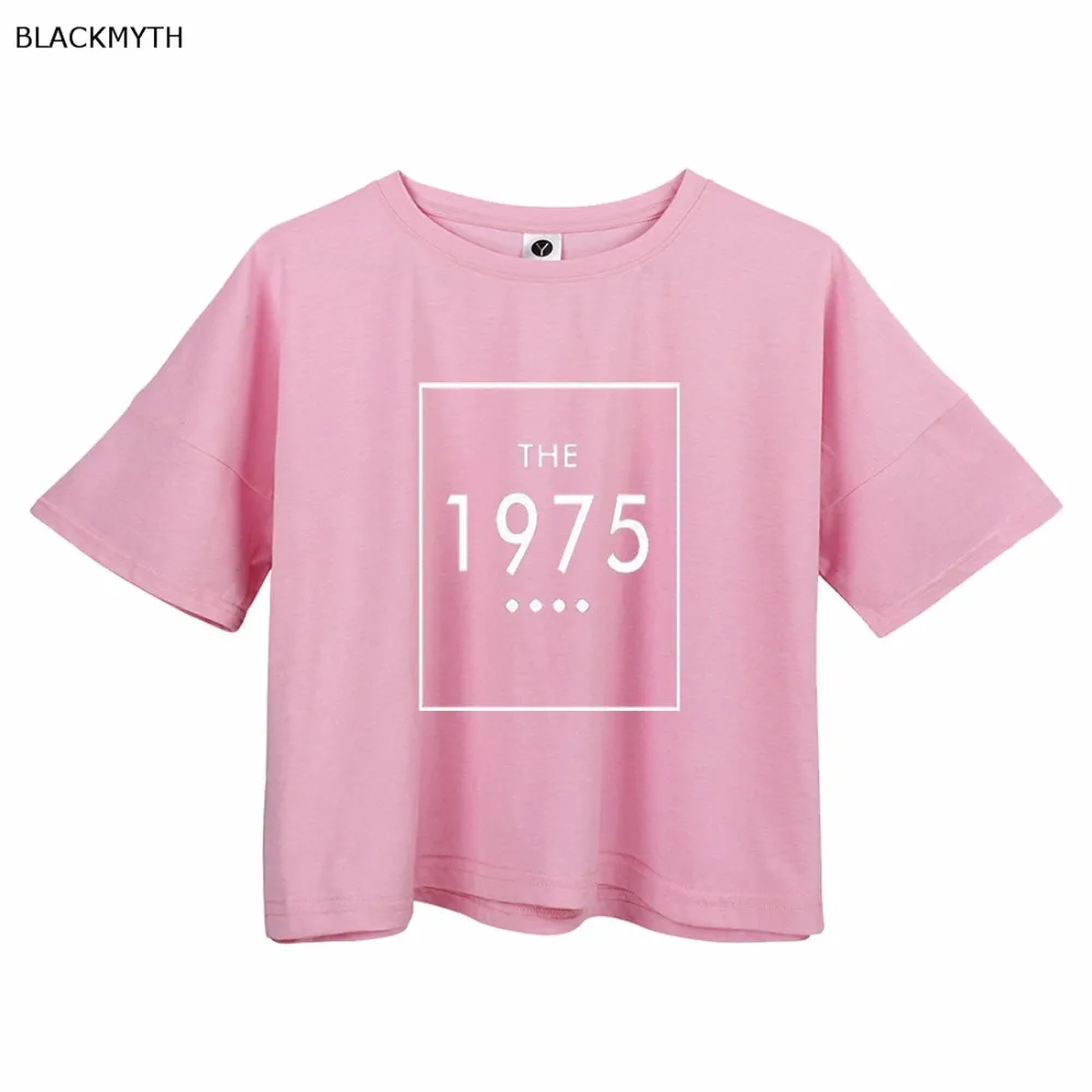 

BLACKMYTH Fashion Women's THE 1975 Letters Print Black Summer Short Loose T-shirts White Relaxed