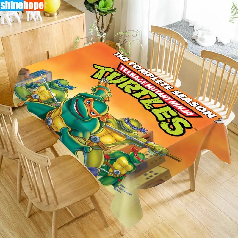 

Customize Tablecloth Teenage Mutant Ninja Turtles Oxford Cloth Dust-proof Rectangular Table Cover For Party Home Decor