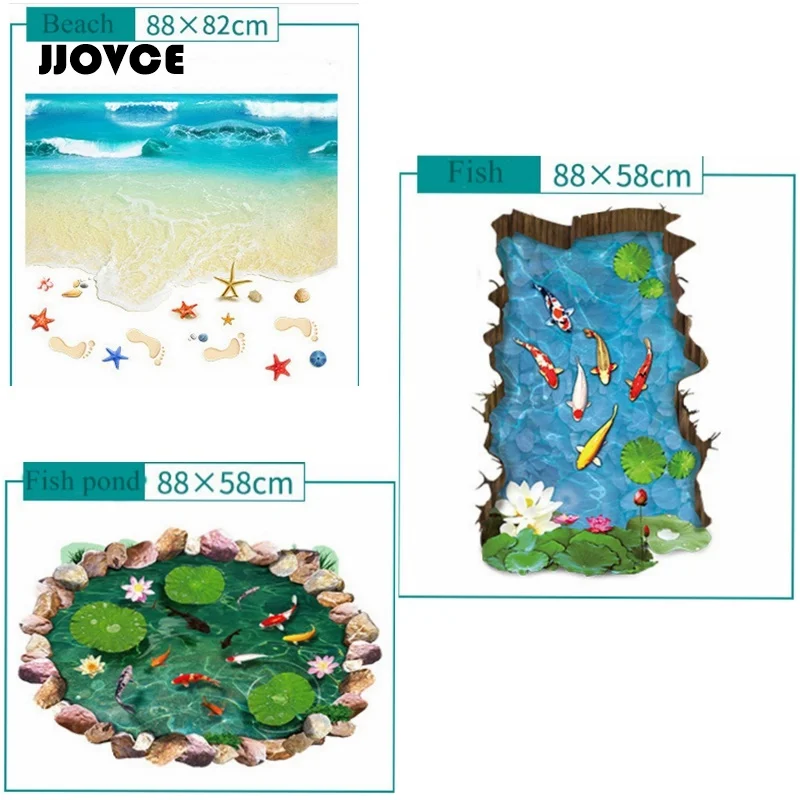 88 см 3D Лотос рыбы воды в бассейне пляжные наклейки игрушки для детей Diy пол стены ПВХ Декор наклейки плакат на сельскую тему книги по