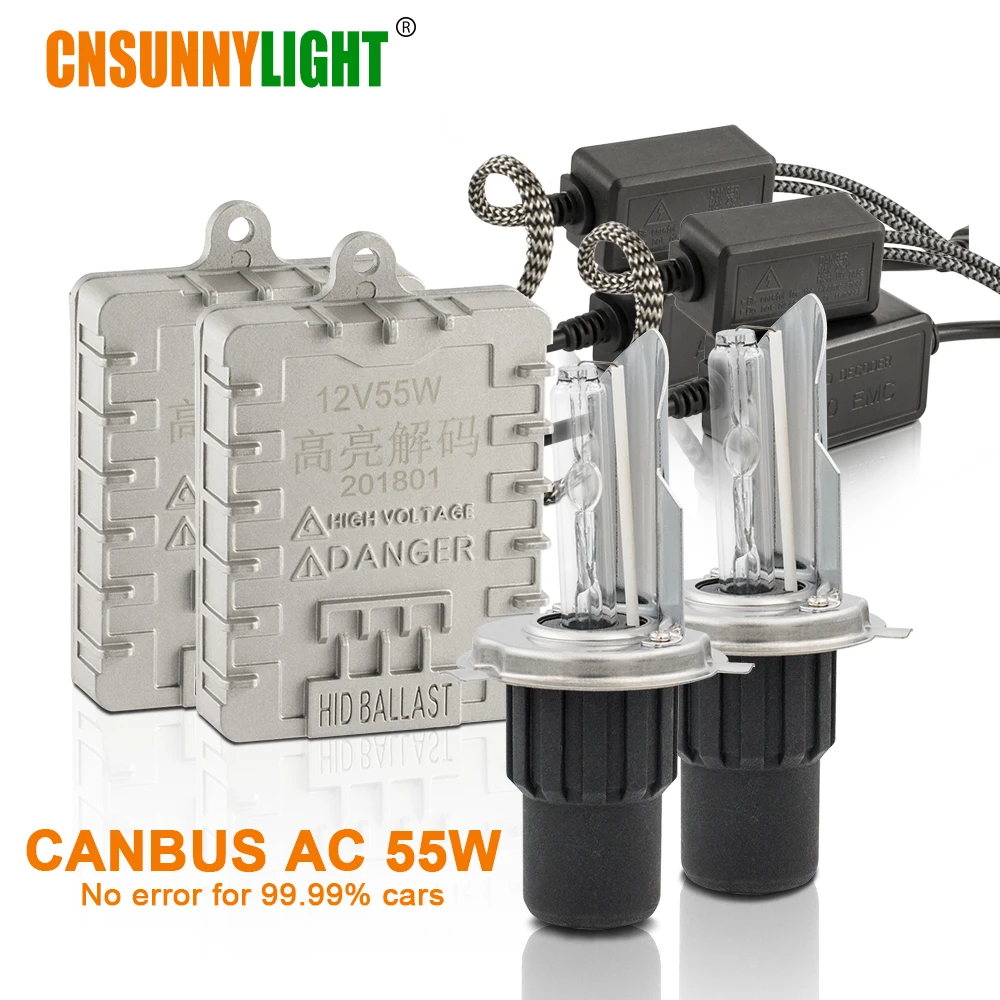 CNSUNNYLIGHT AC 12 В 55 Вт CANBUS ксеноновые HID H7 H4 H11 фары без ошибок 3000 К 4300 К 6000 к 8000 к H1 9005 9006 880 H3 Противотуманные автомобильные лампы