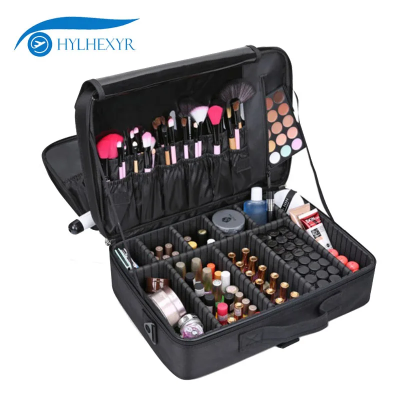 

Hylhexyr Travel Makeup Bag Portable Waterproof Toiletry Make Up Bags Case With Adjustable Dividers For Cosmetics Brushes Jewelry