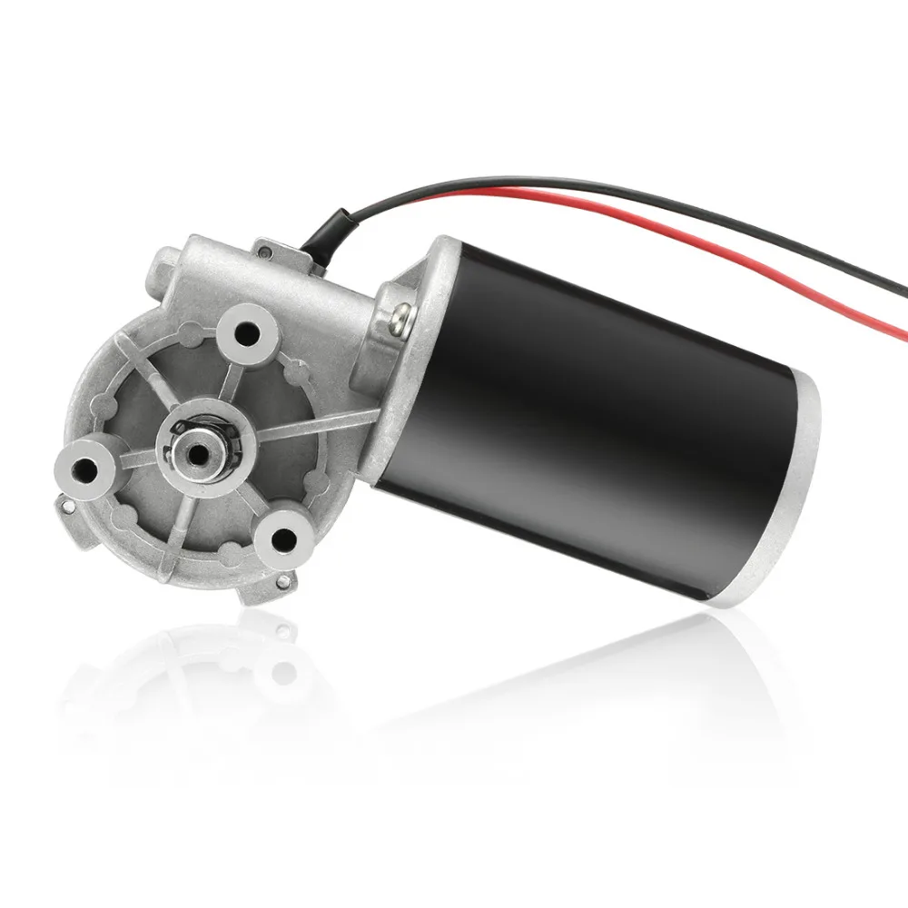 Newest DC24V 80W 50RPM/ 100RPM 6N.M Reversible Right Worm Gear Motor High Torque Speed Reducing Electric GearBox Motor-JCF63R