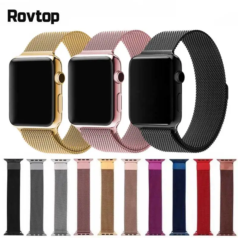 

Rovtop Stainless Steel band Bracelet For Apple Watch 4 Watch Strap for iWatch 3 2 1 42mm 38mm Watchband Strap For iWatch 4 3 2