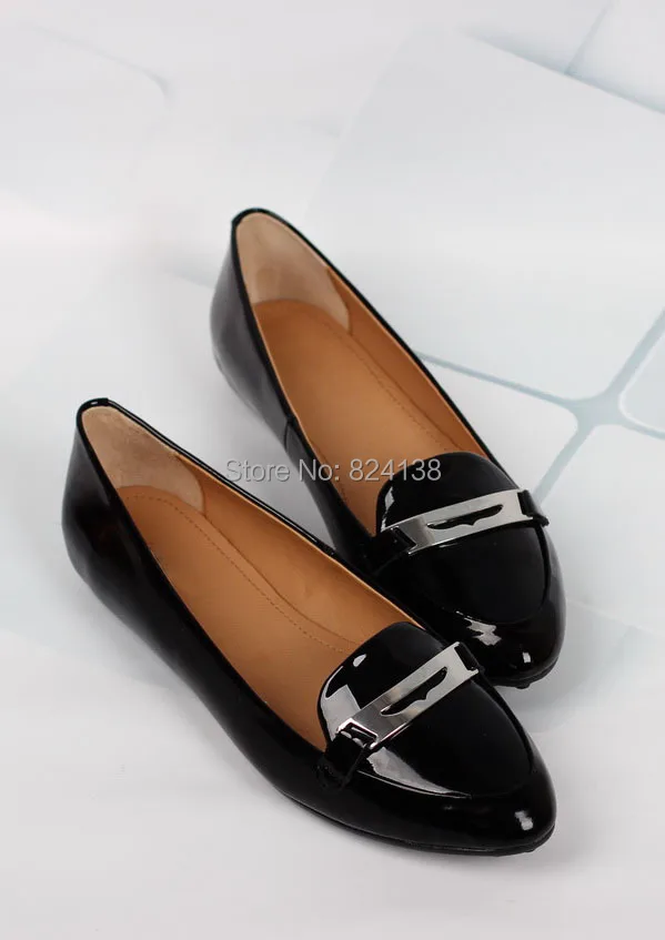 black flat leather shoes ladies