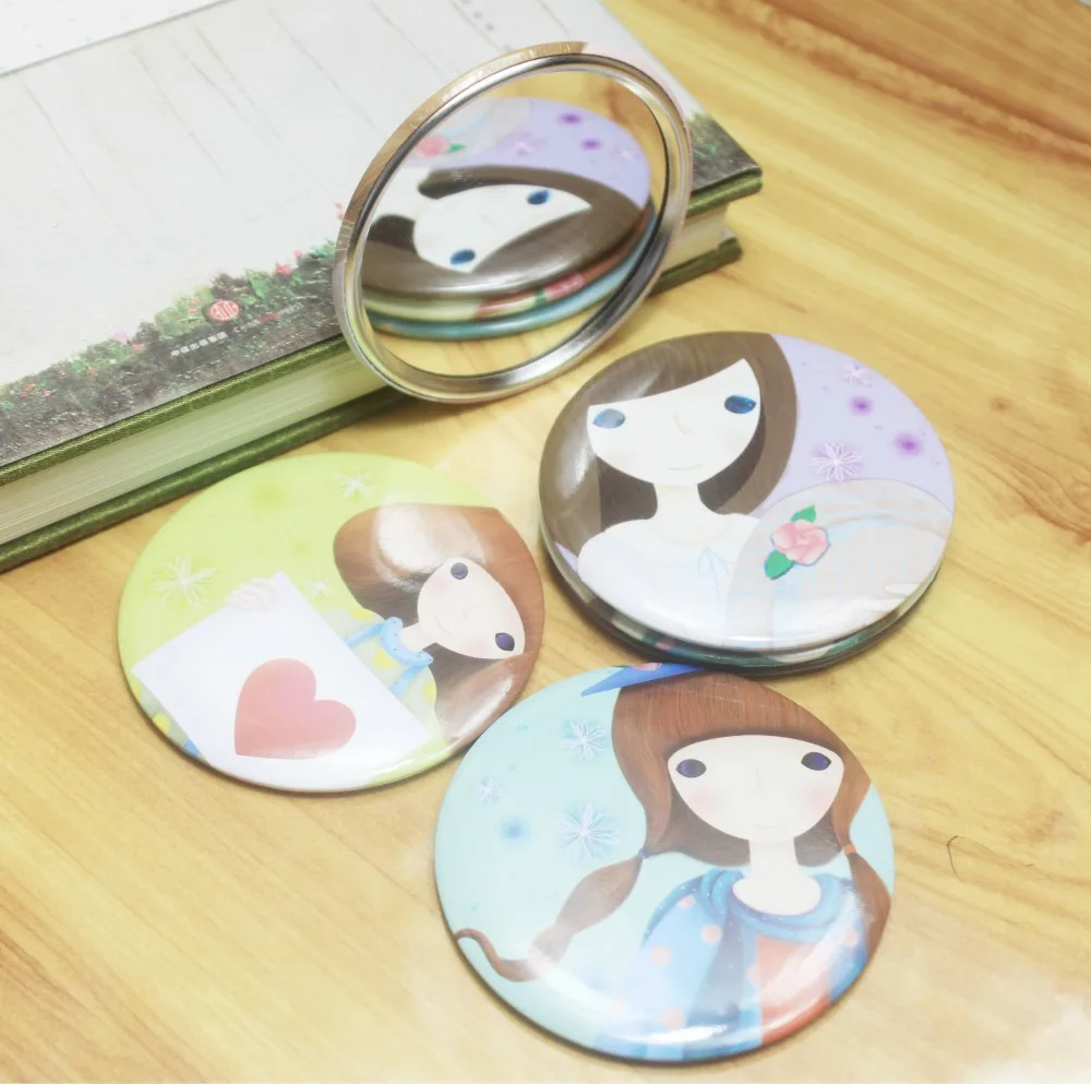30pc/lot Cartoon girl Cosmetic mirror / sweet women makeup pocket mini