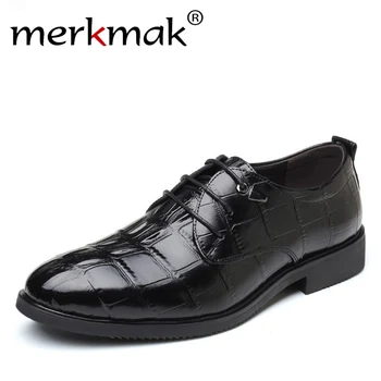 

Merkmak Men Dress Shoes Leather Loafers Slip On Men Dress Shoes Genuine Leather Crocodile Shoes 2018 Italian Man Flat Shoes