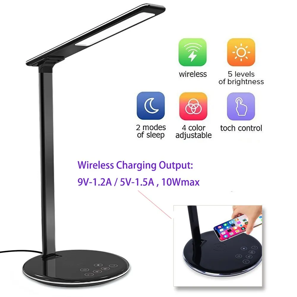 2 In 1 LED Desk Lamp Qi Wireless Charger 10W for iPhone 11 X XS XR 8 Night Light Desktop Fast Charg