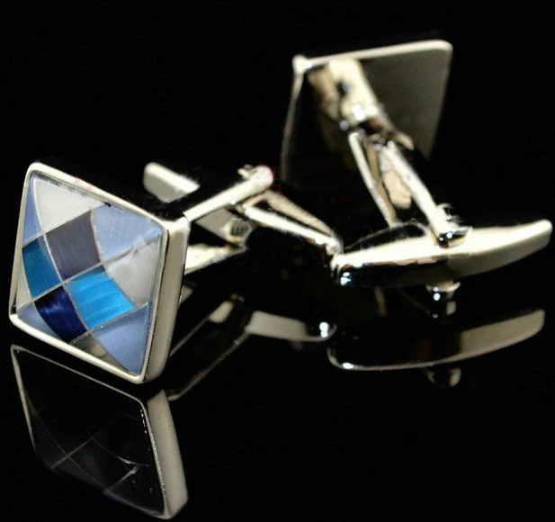 

Free shipping Stone Cufflinks blue color square stone design hotsale copper material cufflinks whoelsale&retail