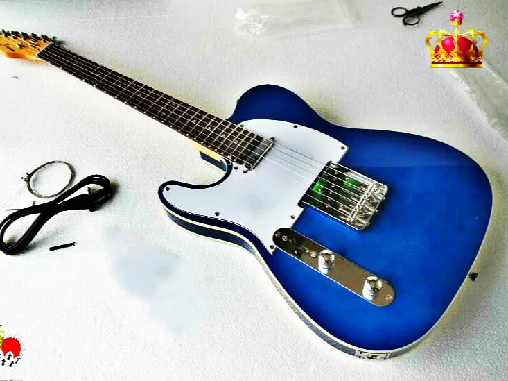 

Top quality FDTL-2039 left hand transparent blue color solid basswood body rosewoo fretboard TL electric guitar, Free shipping