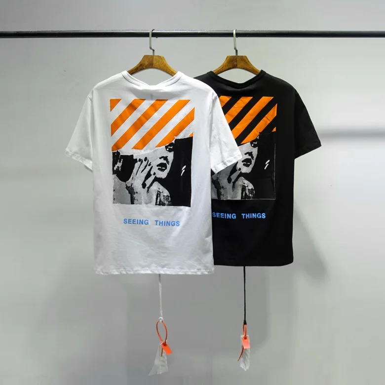 

OFF-WHITE Marilyn Monroe pattern twill trend ow short sleeve t-shirt men couple streetwear men t shirts Labor day gift
