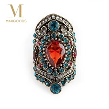 1 шт., турецкие ювелирные изделия, розовые винтажные большие обручальные кольца для женщин, покрытие, Золотая мозаика, кристалл, модный подарок для любви