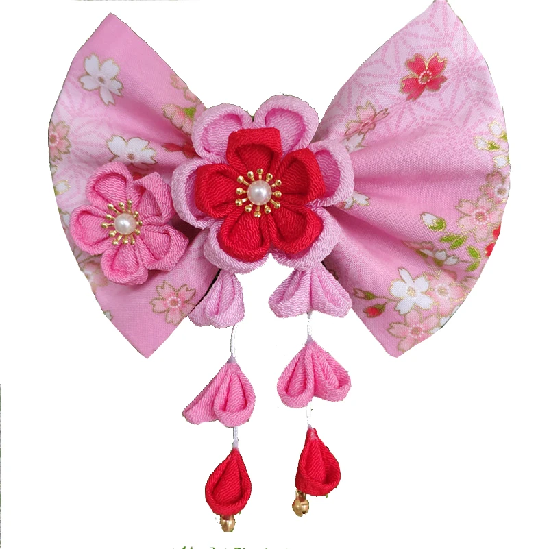 

Kanzashi винтажные заколки-кимоно в японском стиле позолоченная ткань бант сакура цветок глициния кисточки свадебные головные уборы