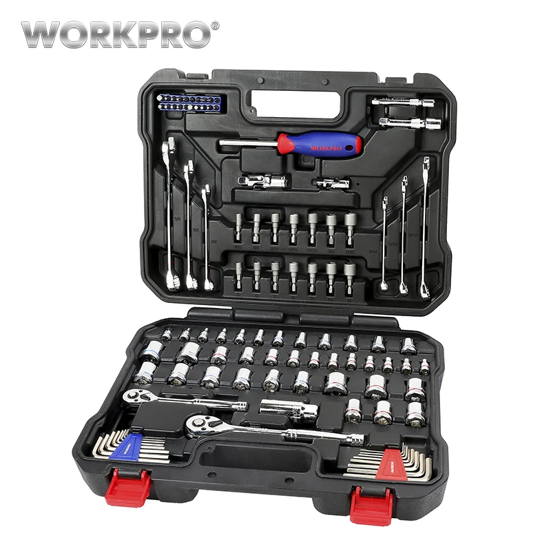 WORKPRO 101PC Mechanics Tool Set Car Repair Tool Sets Socket  Wrenches Screwdrivers Ratchet Combination Tool Kit 