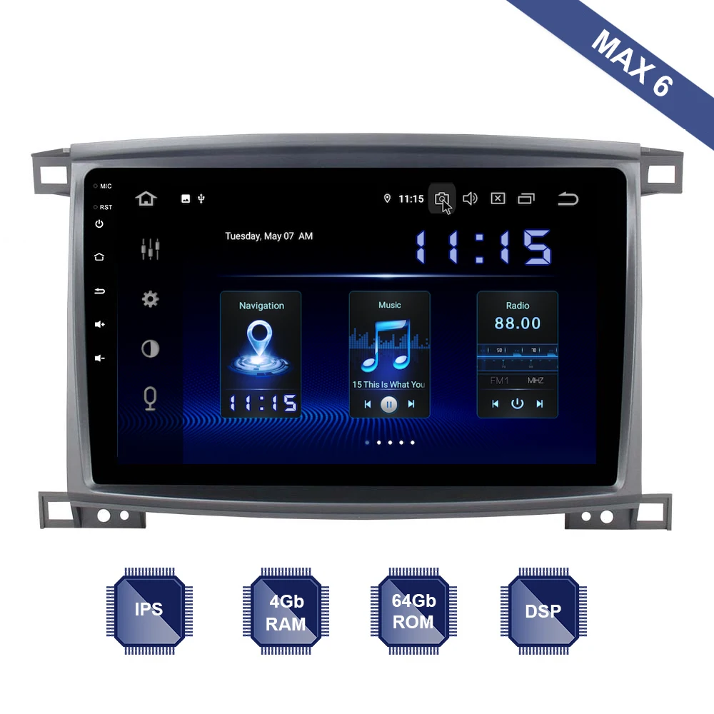 Android 9,0 2 Din gps для Toyota Land cruiser LC100 2003-2008 Автомобильная магнитола для Lexus LX 470 PX6 DSP ips HDMI 4 Гб+ 64 Гб RDS wifi BT