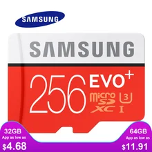 Карта памяти SAMSUNG Micro SD 256 ГБ 16 ГБ 32 ГБ 64 Гб 128 ГБ SDHC SDXC класс EVO+ класс 10 C10 UHS TF карты транс флэш Microsd Новинка