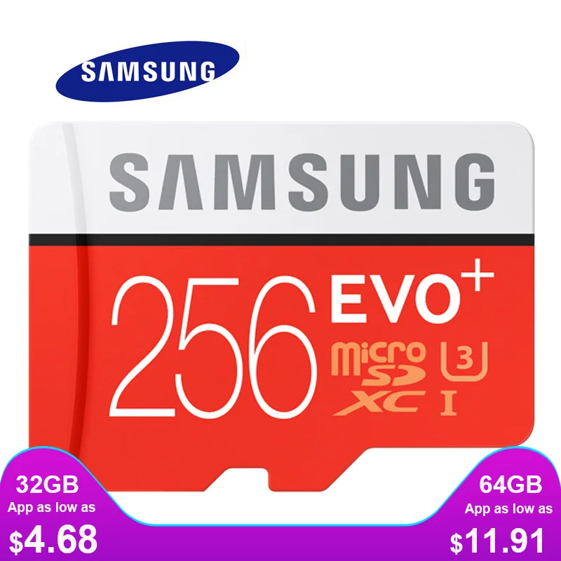 SAMSUNG карта памяти Micro SD 256 ГБ 16 32 64 Гб 128 SDHC SDXC класс EVO + 10 C10 UHS TF карты транс флэш Microsd