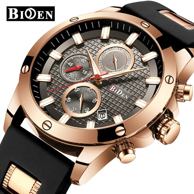 Роскошные спортивные водонепроницаемые мужские часы BIDEN брендовые модные