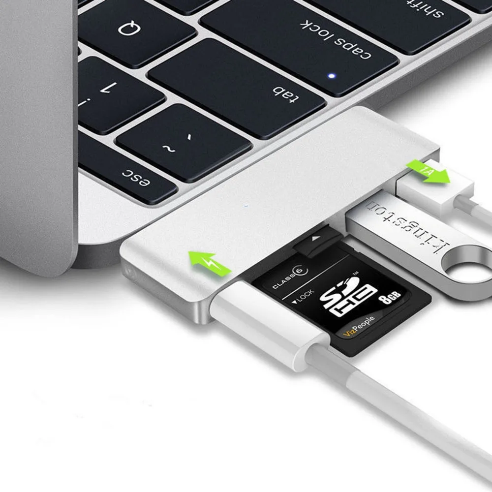 5 in1 USB c Hub 3.0 Тип-C адаптер для Macbook Pro зарядки синхронизации данных Card Reader