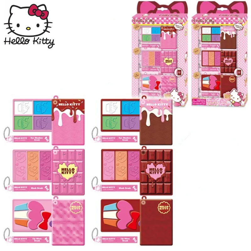 

3PCS/SET Hello Kitty Makeup Sets 2019 New Girls Pretend Play Creative Chocolate Cookies Makeup Kits Safe Toy Kids Best Gifts