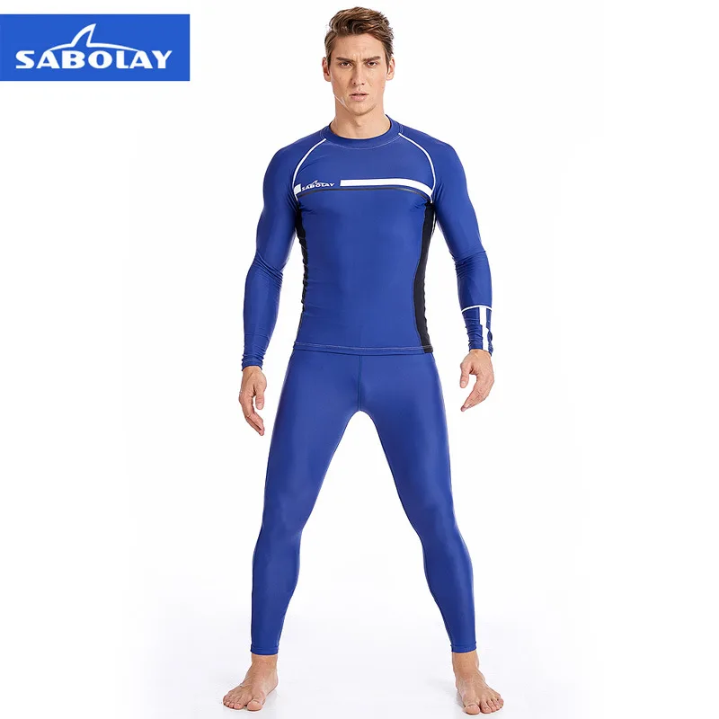 

SABOLAY Surfing Clothes Men Water Sports Anti-UV Quick Dry Swimsuit Beach Swimwear Rash Guards Diving Suit Long Sleeve T Shirt