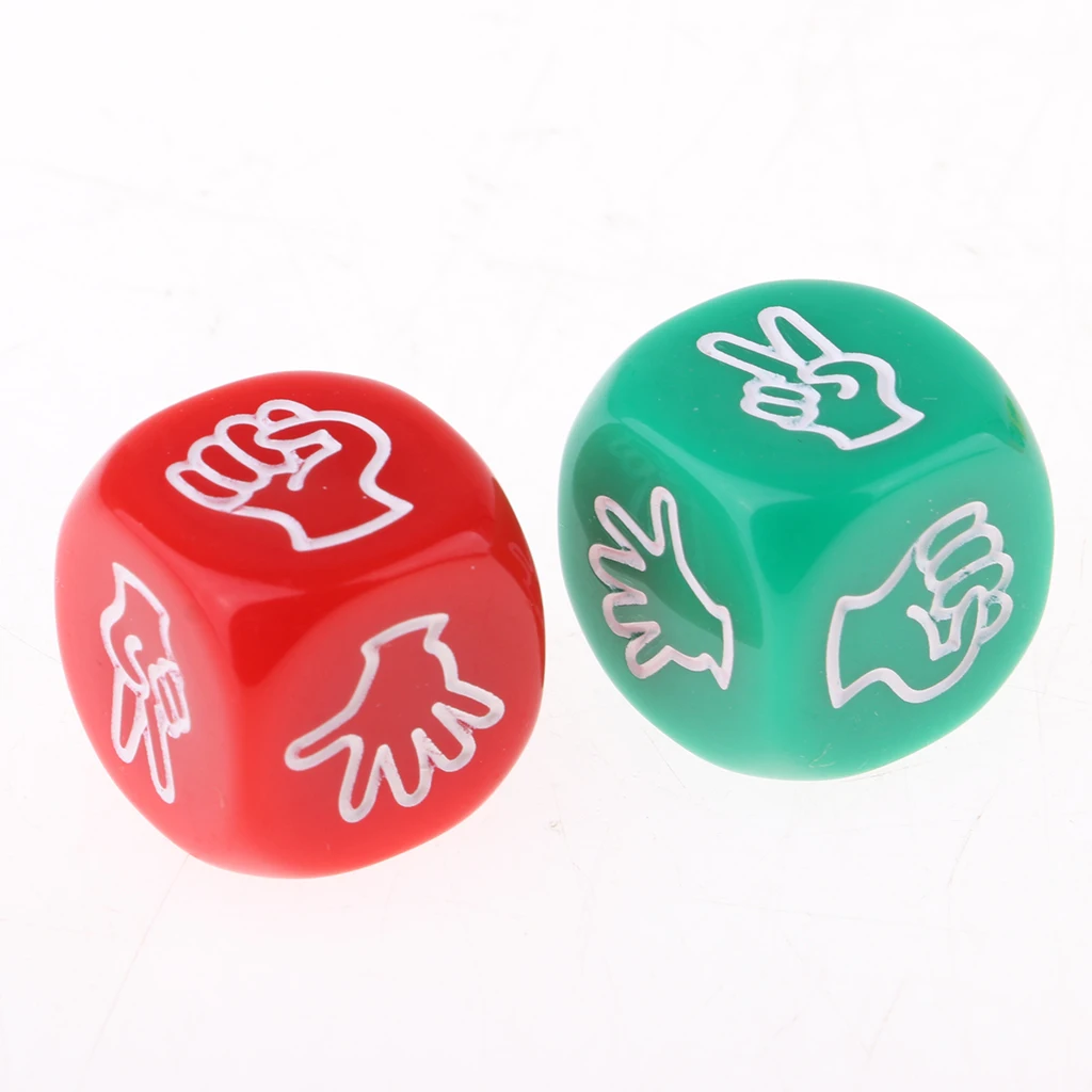 6pcs Rock-Scissors-Paper Dice Party Club Toy Gifts Six Sided Multicolor Dices for Adults Kids Games