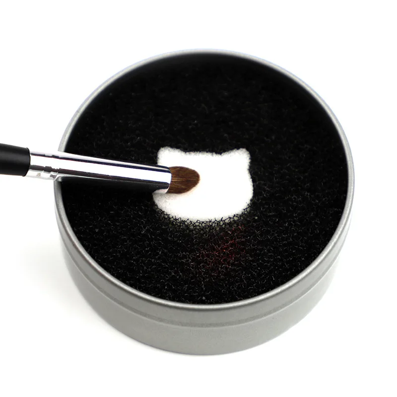

Portable Round Cleaning Sponge Cosmetic Cleaner for Eyeshadow Iron Box for Eye Lip Face Powder Good Beauty Makeup Tools