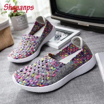 

Summer Womens Shoes Tenis Feminino Weave Casual Sneakers Breathable Slip on Shoe Scarpe Donna Zapatillas Mujer Chaussure Femme