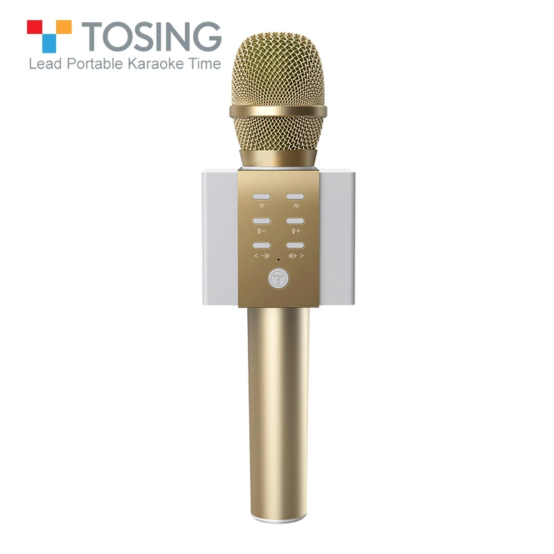 Tosing 008 3 в 1 ручной микрофон для караоке с одной кнопкой для удаления оригинальной функции пения в любое время TF карта - Цвет: Gold