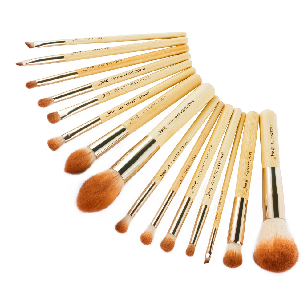 Jessup 15 шт. красота бамбуковые Профессиональные кисти для макияжа набор косметических сумок T142 и CB002