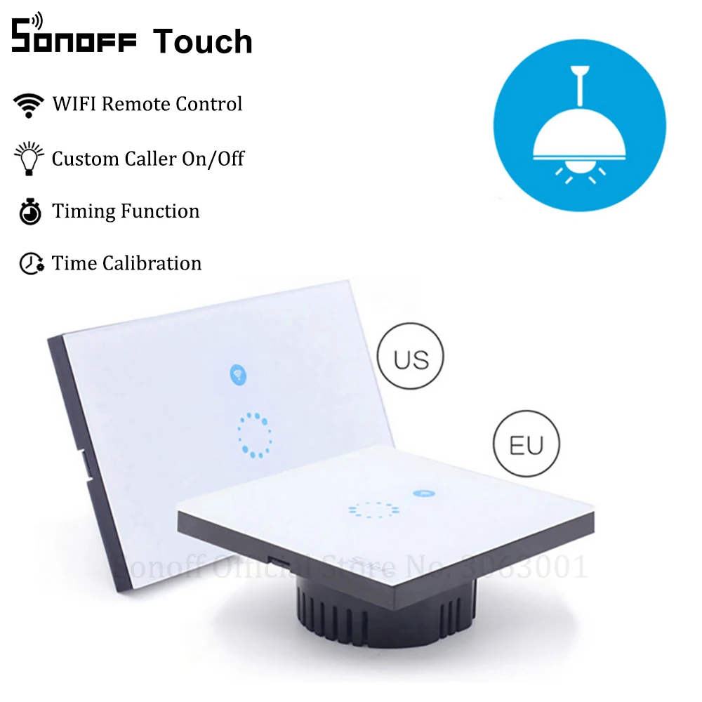

Sonoff Touch US EU Plug Wall Wifi Light Switch Glass Panel Touch LED Lights Switch For Smart Home Wireless Remote Switch Control