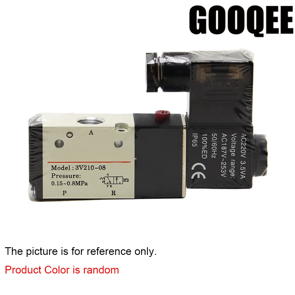 

1PCS Air Solenoid Valves 3V210-08 2 Position 3 Port 1/4" Pneumatic Control Valve AC 220V 24V DC 12V 24V