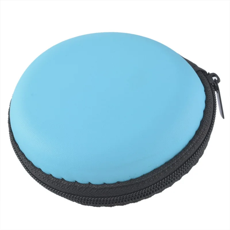 Loozykit круглый органайзер для хранения наушников круговой карман коллекция жесткий чехол сумка переносная защитная коробка монеты 1 шт - Цвет: Blue