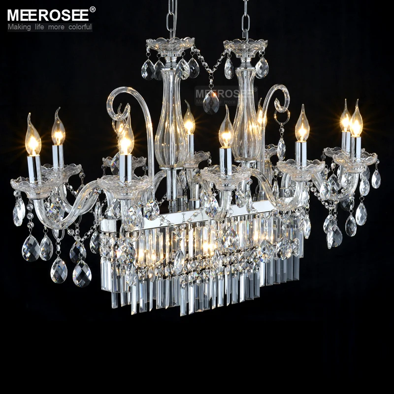 

Large Crystal Chandelier Rectangle Elegant Hanging Lustre Crystal Suspension Lamp for Living room Dining room Hotel Project