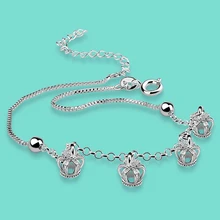 Europa para diseñar un ornamento de plata 925 cadenas de plata para las mujeres de La Corona colgante cadena cigoto ornamentos del pie de plata de La Manera mejor regalo