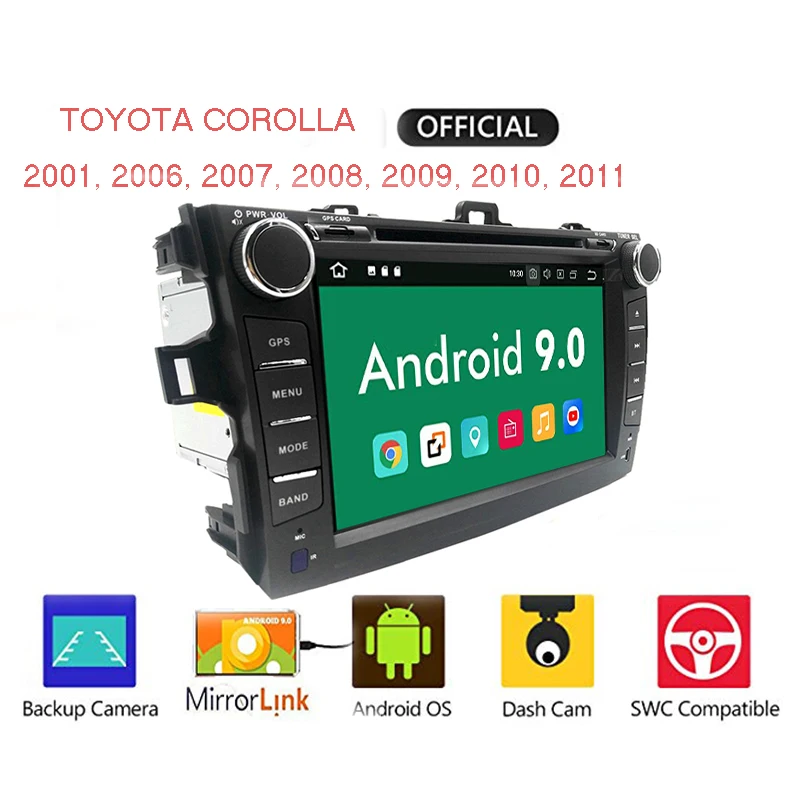 Discount Android 9.0 RAM 2 GB Car 2 Din Multimedia Player for Toyota Corolla 2007 to 2008, 2009, 2010, 2011 DVD radio Gps Naviagtion WIFI 3
