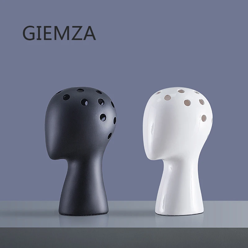 GIEMZA большие вазы для лица белая голова ваза керамическая Черная открытая портретная полое отверстие сушеные цветочные композиции Винтаж