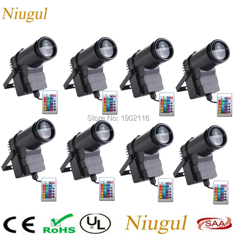 8PCS/Lot Wireless Remote Control 10W RGB LED Beam Pinspot Light /DJ Mirror Ball Lighting For KTV Bar Club Party Disco Spot Light 8PCS/Lot Wireless Remote Control 10W RGB LED Beam Pinspot Light /DJ Mirror Ball Lighting For KTV Bar Club Party Disco Spot Light